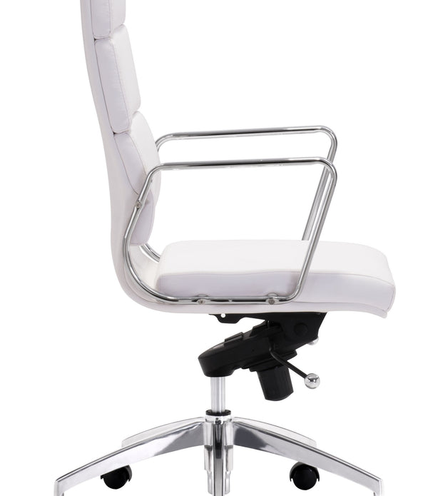 Chrome and Brown Faux Leather Leather High Back Office Chair