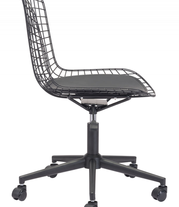 Black Wire Grid and Cushion Desk Chair