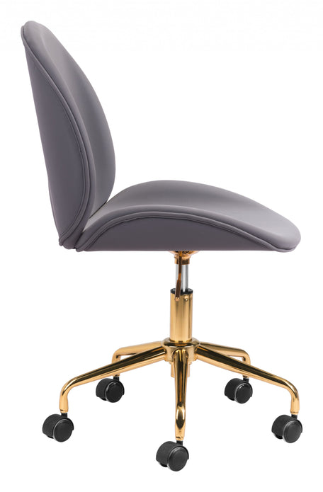 Contempo Gray Velvet and Gold Rolling Office Chair