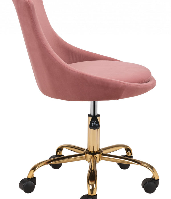 Glam Pink and Gold Round Armless Rolling Office Chair