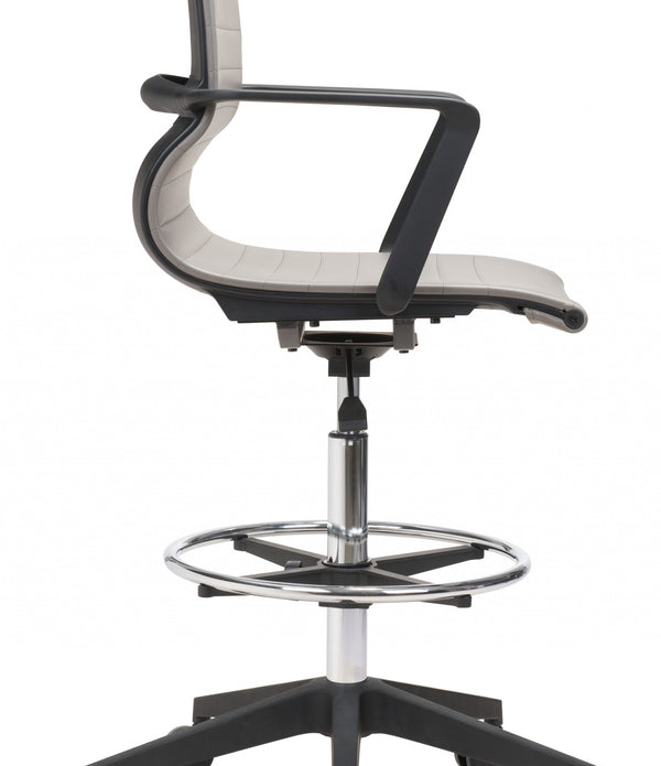 Mod Black and Gray Faux Leather Drafting Chair