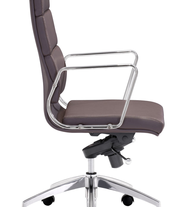 Chrome and White Faux Leather Leather High Back Office Chair
