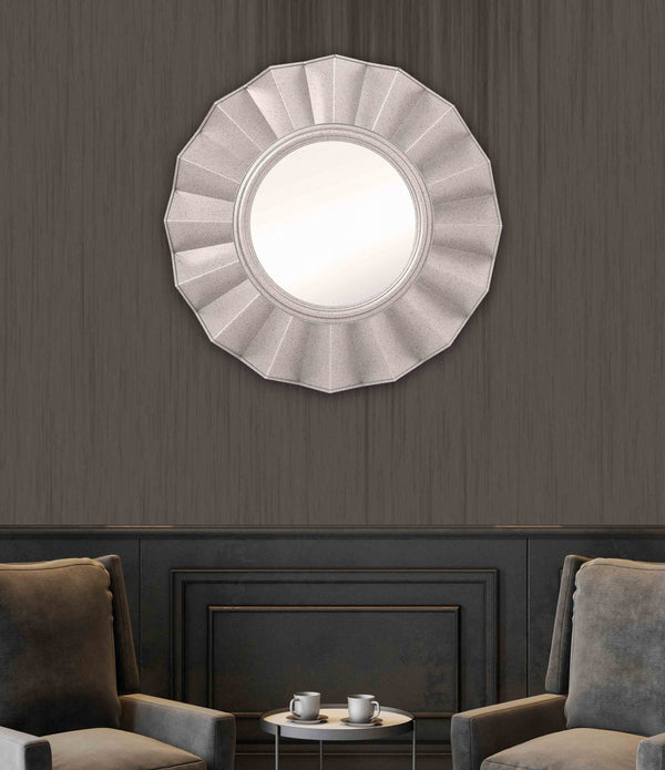 Silver Glass Round Ruffle Mirror