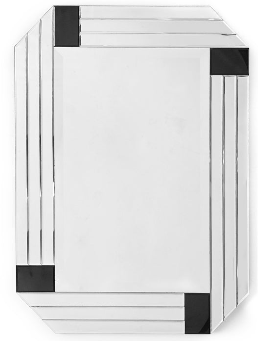 Silver Round Mirror with Black Corners