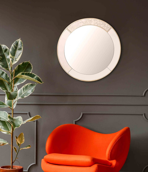 Gold Accented Round Mirror