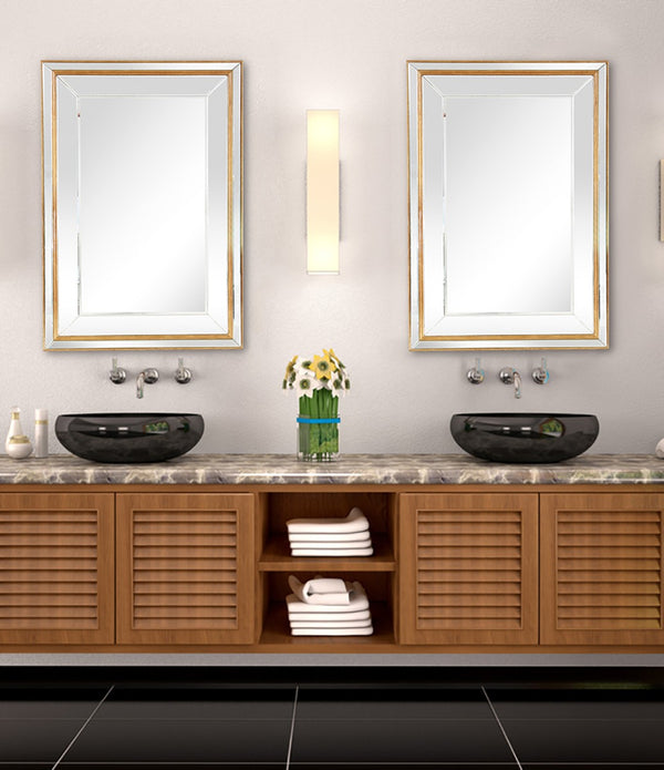 Antiqued Gold Finish Wall Mirror