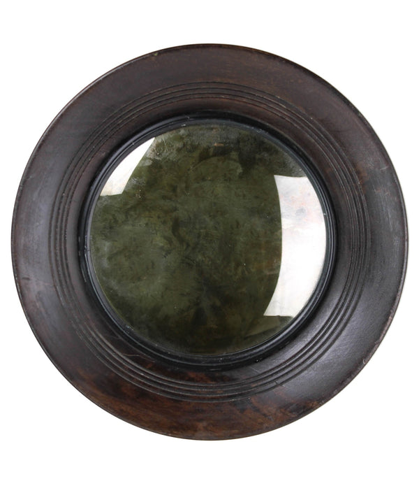 Petite Dark Brown Wooden Convex Mirror