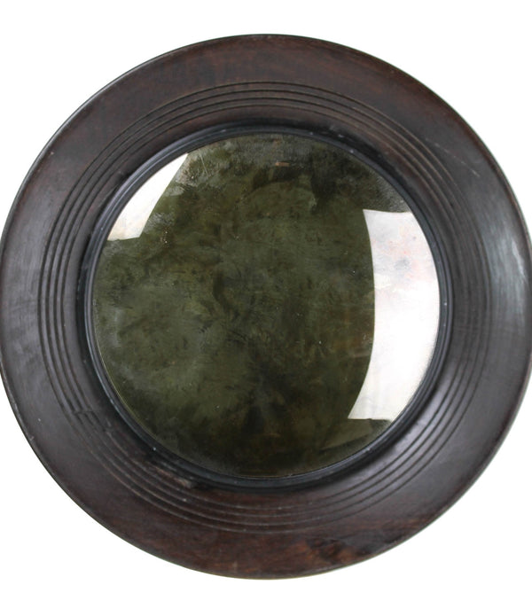 Dark Brown Wooden Convex Mirror