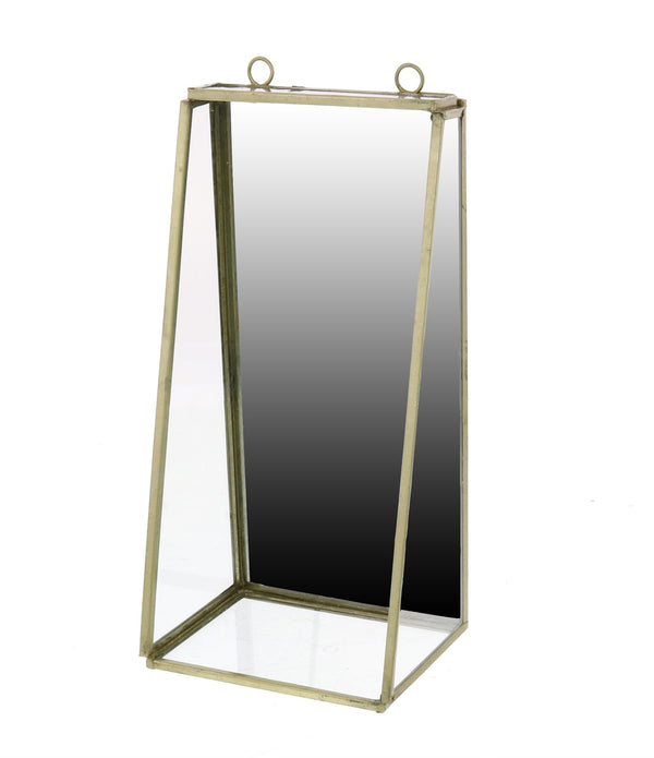 Petite Gold Metal Vanity Mirror with Shelf
