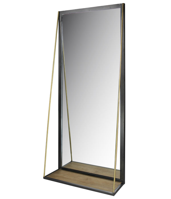 Black Metal Mirror with Shelf