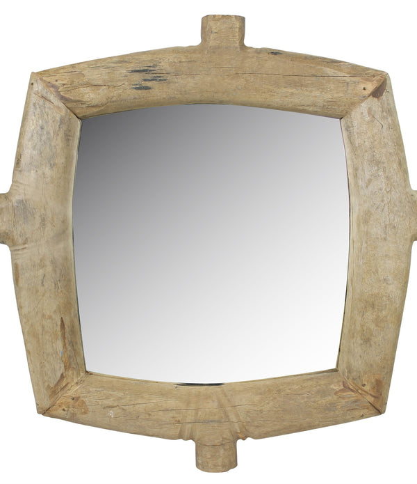 Natural Wooden Square Wall Mirror