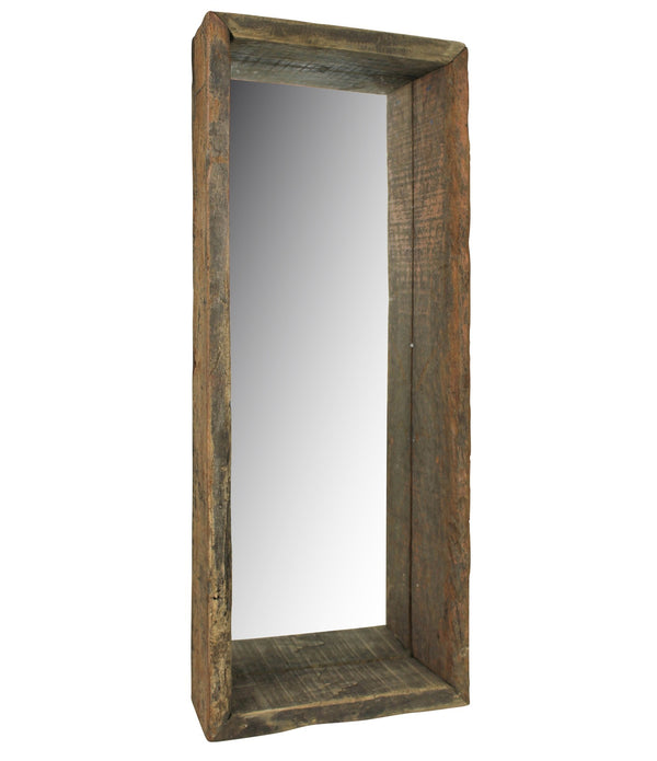 Petite Wooden Mirrored Shelf