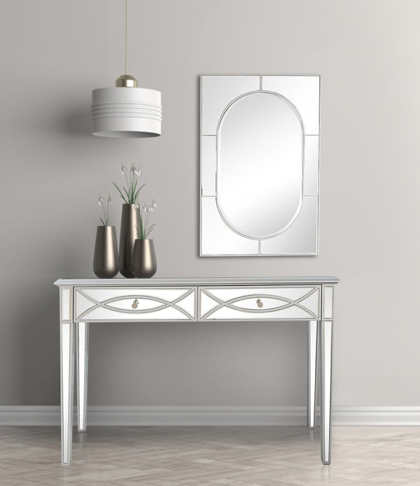 Silver Glass Mirror Console Table