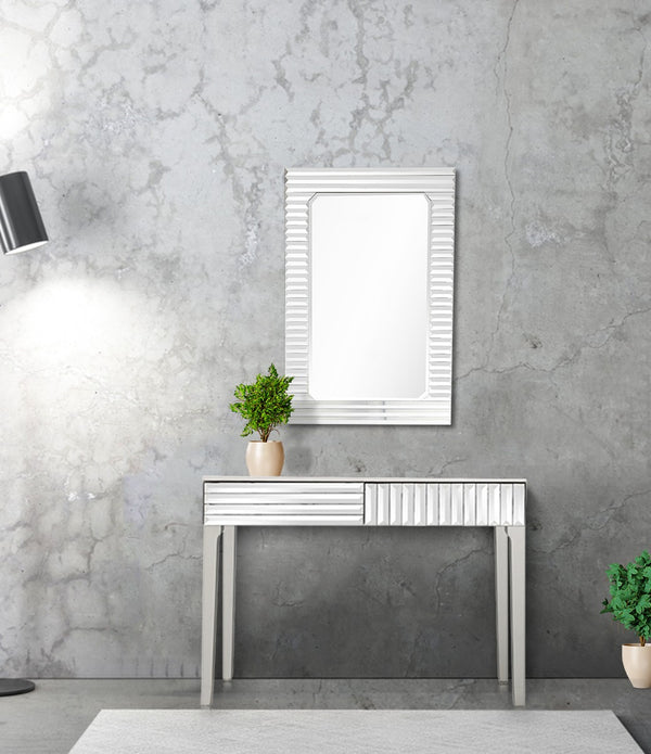 Silver Striped Mirror and Console Table
