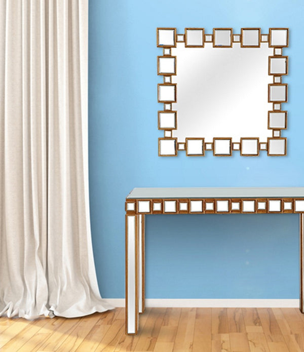 Square Reflective Mirror and Console Table