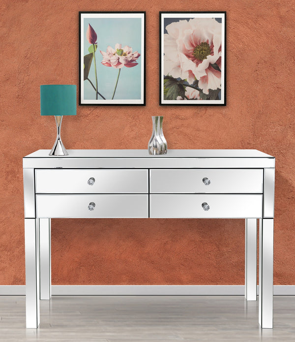 Silver Four Drawer Console Table