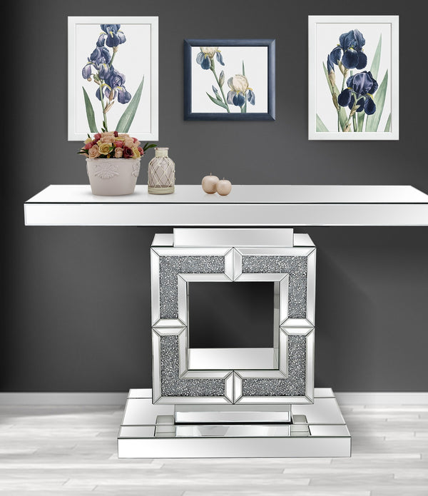 Silver Pedestal Console Table