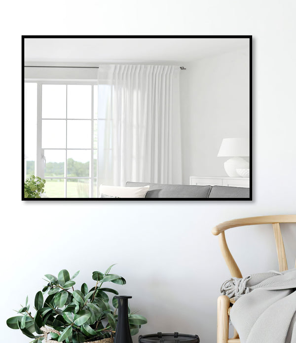 Black Wide Rectangular Mirror