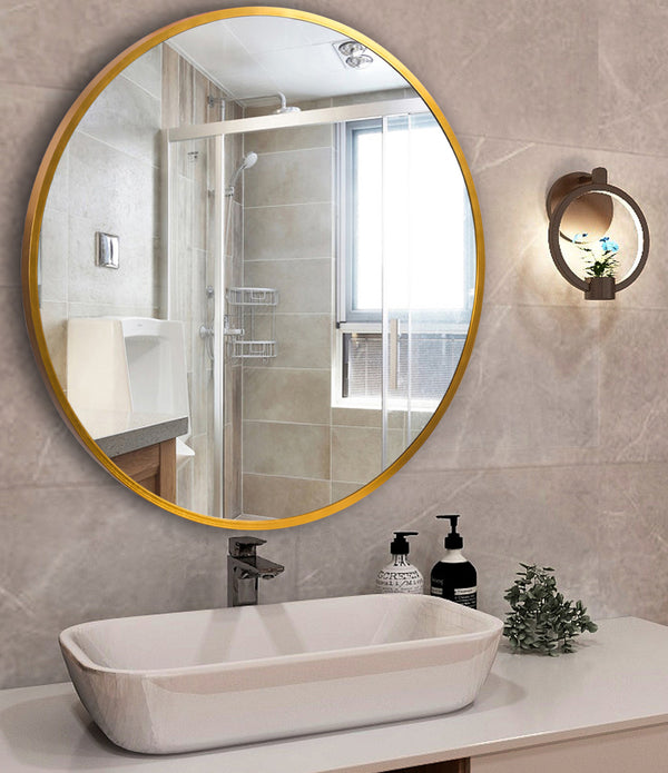 Minimal Gold Round Wall Mirror