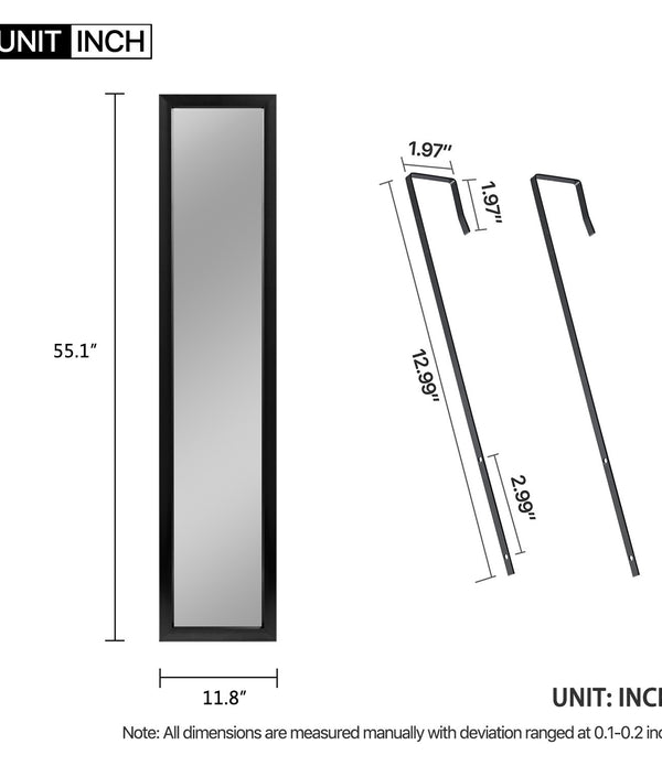 Slim Black Border Door Mount Mirror