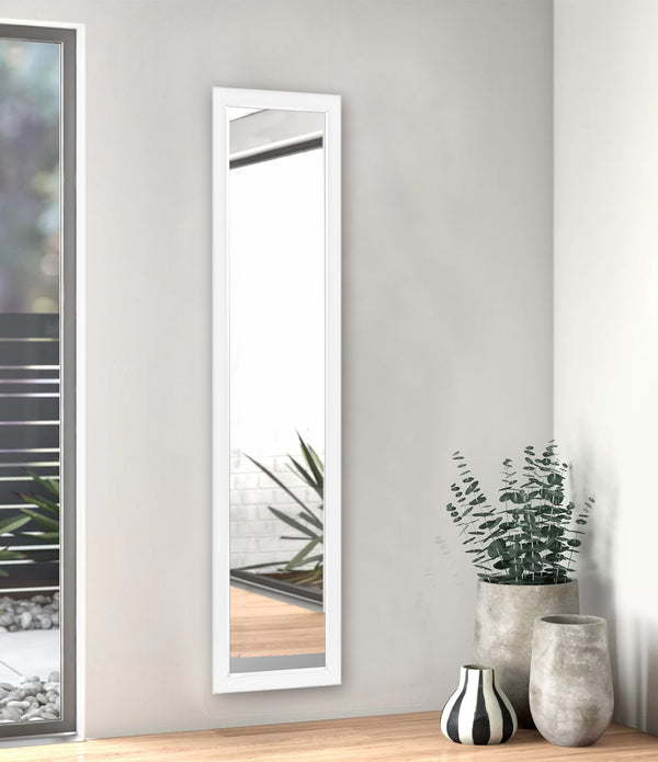 Sleek White Framed Mirror