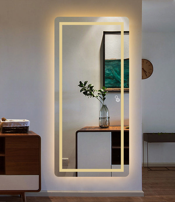 Petite LED Strip Rounded Rectangle Wall Mirror