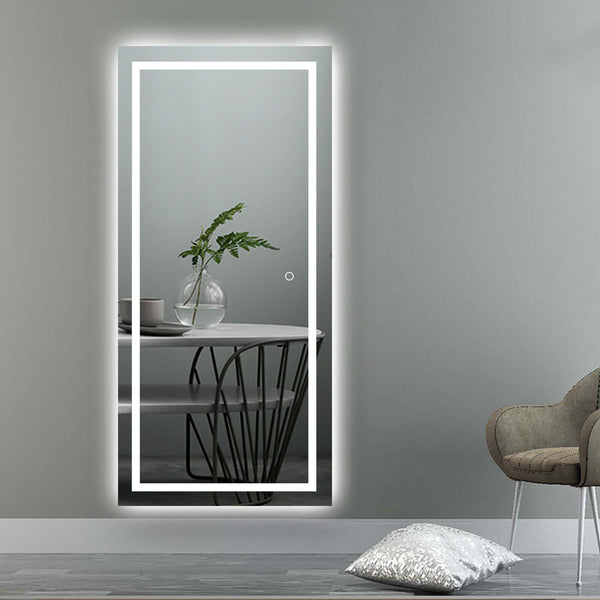 Petite LED Strip Rectangular Wall Mirror
