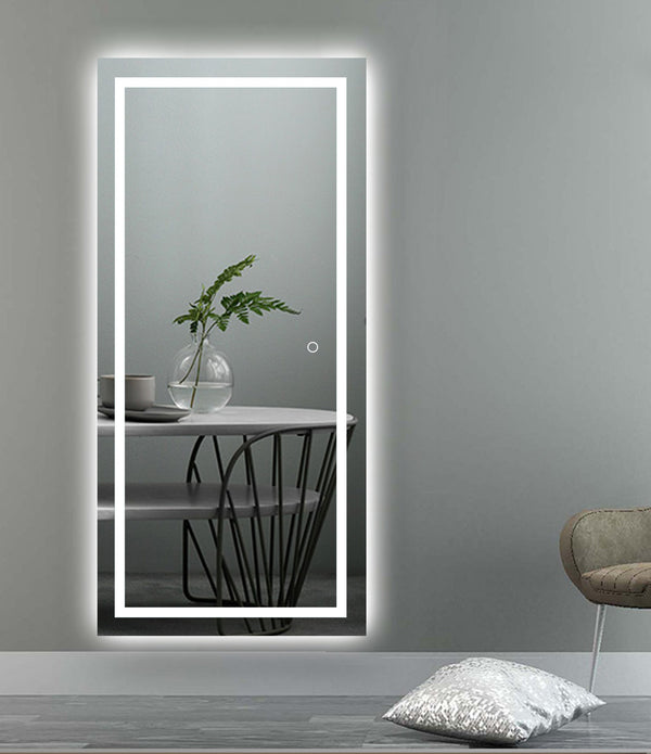 Petite LED Strip Rectangular Wall Mirror