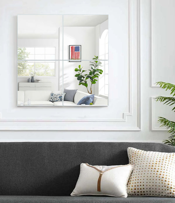Set of Eight Modern Frameless Mirror Tiles