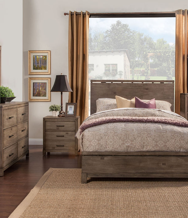 Weathered Grey Finish Wood 3 Drawer Nightstand