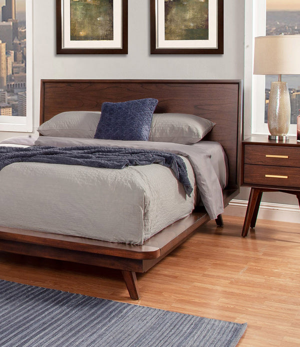 Walnut and Gold 2 Drawer Nightstand