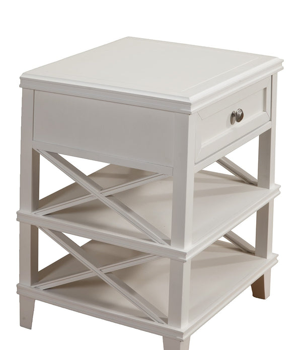 White 1 Drawer with Shelves Nightstand