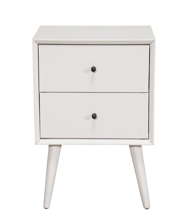 White Century Modern Wood 2 Drawer Nightstand