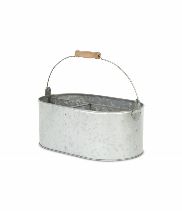 Three Slot Galvanized Metal Utensil Holder