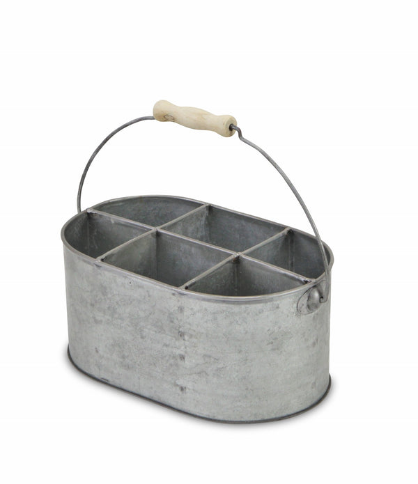 Six Slot Galvanized Metal Utensil Holder