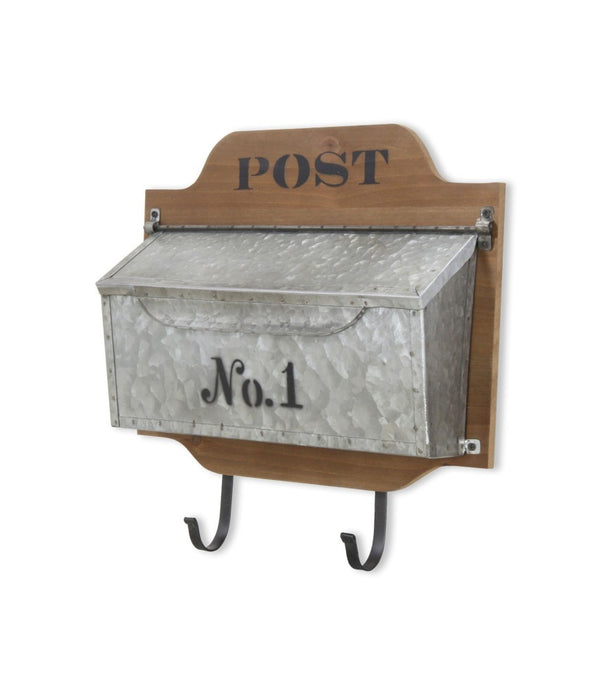 Wall Hanging Mailbox with Metal Hooks