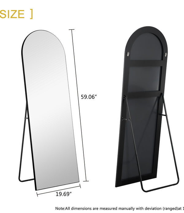 Arched Black Standing Mirror