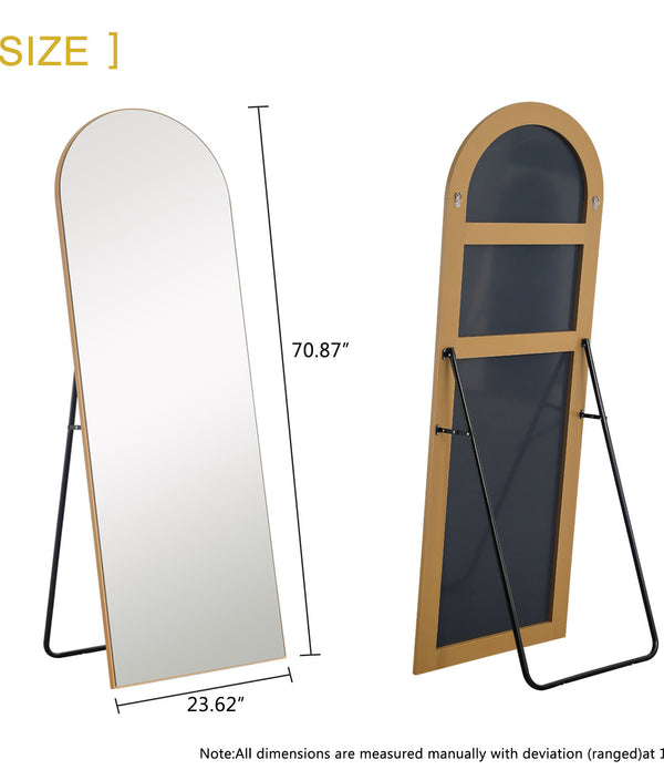 Narrow Gold Arched Wooden Mirror