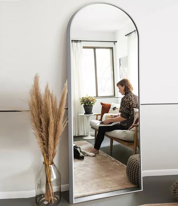 Arched Silver Full-length Standing Mirror