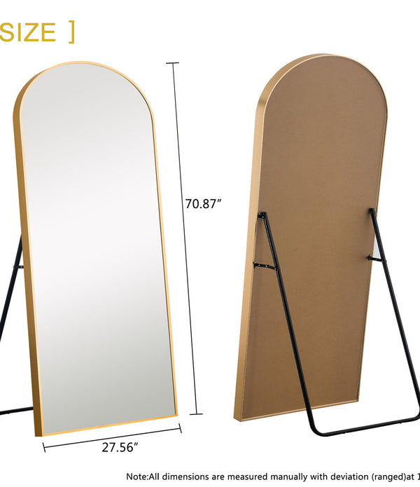 Petite Gold Arched Full-length Standing Mirror