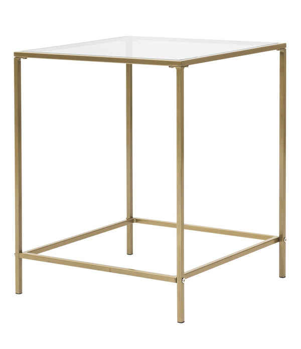 Minimalist Clear Glass and Gold Side Table
