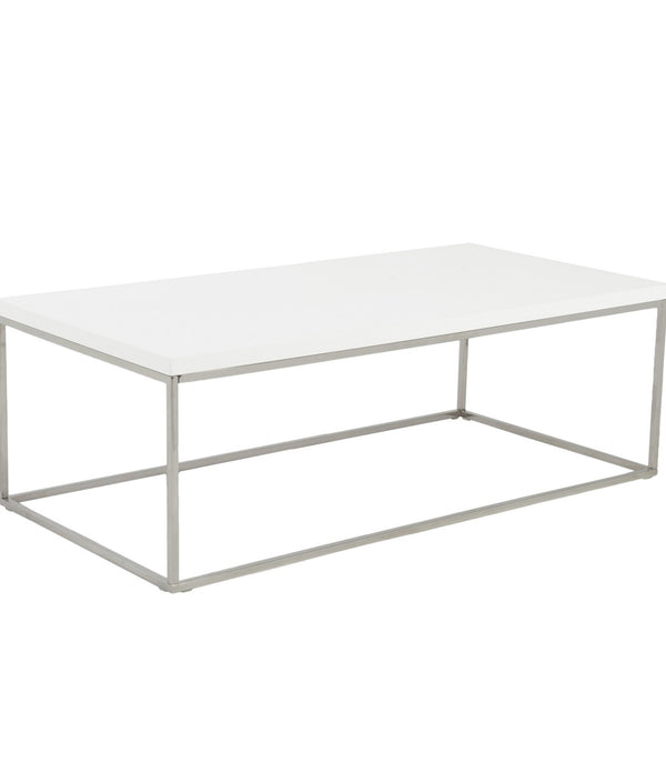 White and Chrome High Gloss Coffee Table