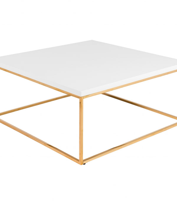 White and Gold Square Coffee Table