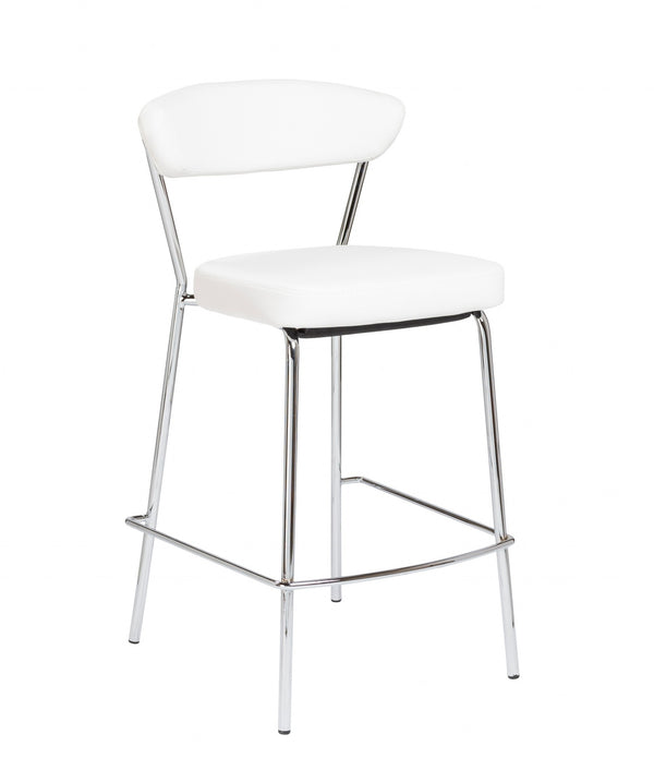Set of Two Taper White Faux Leather Counter Stools