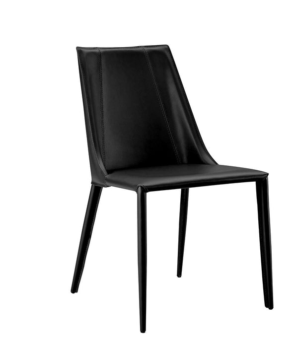 Sleek All Black Faux Leather Dining or Side Chair