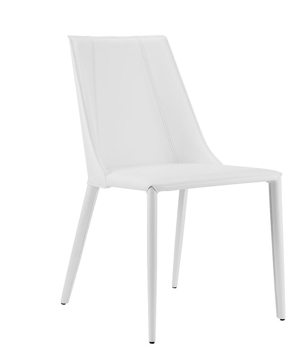 Sleek All White Faux Leather Dining or Side Chair