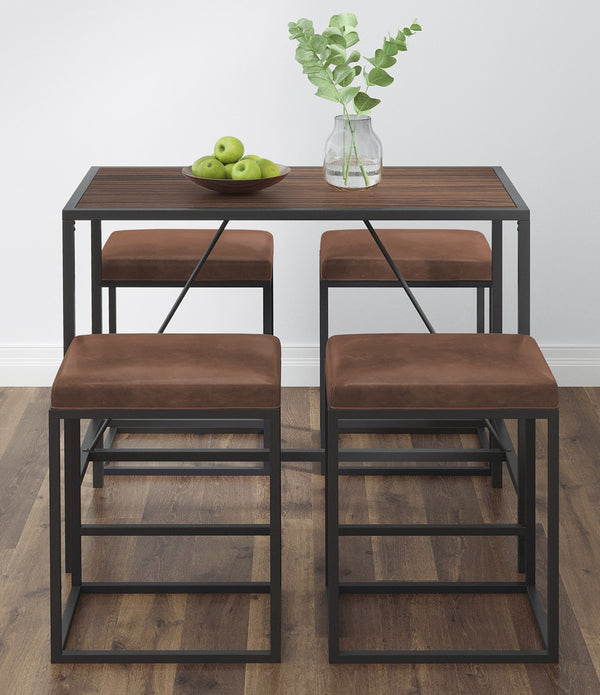Modern Geo Brown and Walnut Five Piece Bar Set