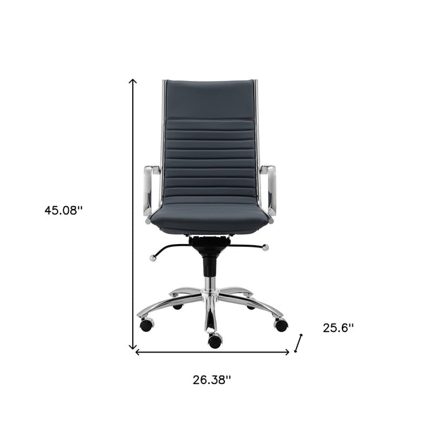 Executive Blue and Chrome High Back Office Chair