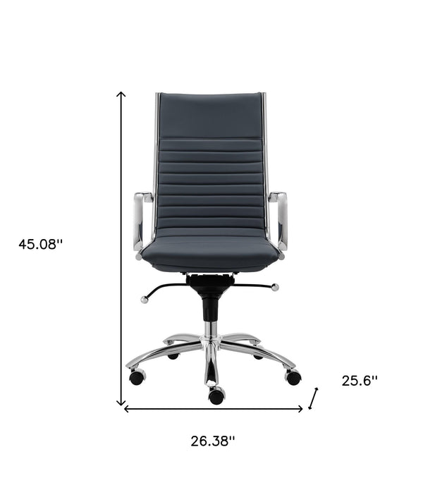 Executive Blue and Chrome High Back Office Chair
