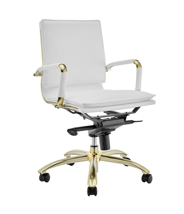 Corner Office White and Gold Low Back Office Chair